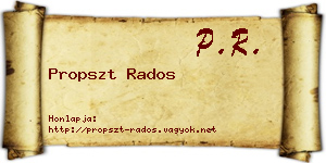 Propszt Rados névjegykártya